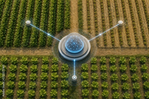 Futuristic agriculture ai driven data visualization in farm fields