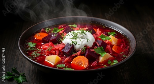 Traditional Beetroot Vegetable Soup.
