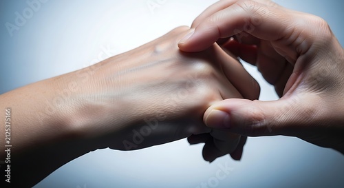 Two hands clasped together tightly.