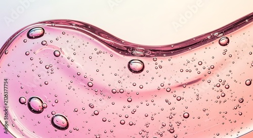 Pink gel with bubbles closeup.