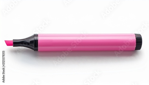 Light Pink Felt Pen Marker Isolated On White Background Painted Color Lines Clipping Path