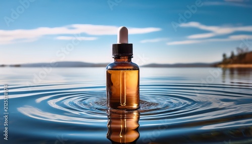 A Serene Dropper Bottle On Rippling Water