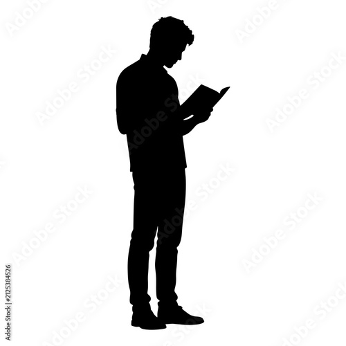 Konstfotografi Silhouette of a man standing and reading a book