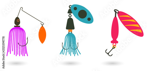 Obraz na płótnie Vibrant fishing lures illustration for marketing materials on transparent backgr