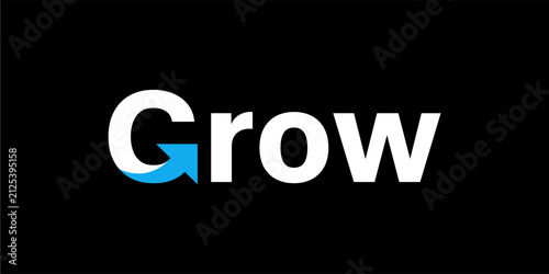 word mark grow with arrow and typography grow logo design