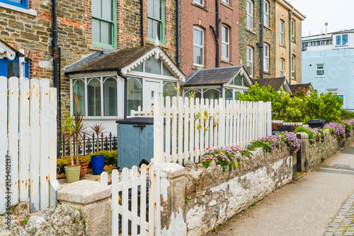 A row of residential terraced houses in Newquay in Cornwall, UK