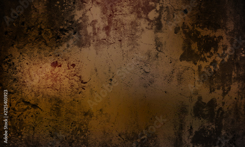 Canvastavla Distressed Grunge Wall Background with Dark Brown and Red Cracks.