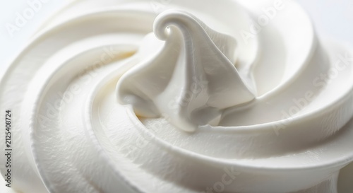Macro View of a Smooth White Whipped Cream Swirl Texture