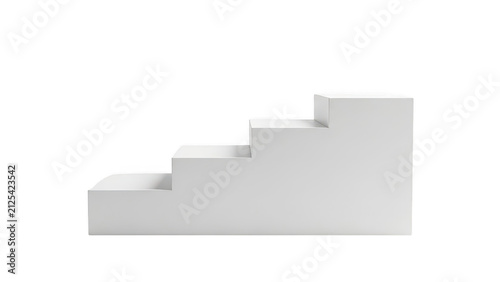 Obraz na płótnie Minimal white three step staircase platform isolated on transparent background