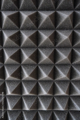 Quadro su tela Full frame texture of dark acoustic soundproofing foam panel with pyramid structure
