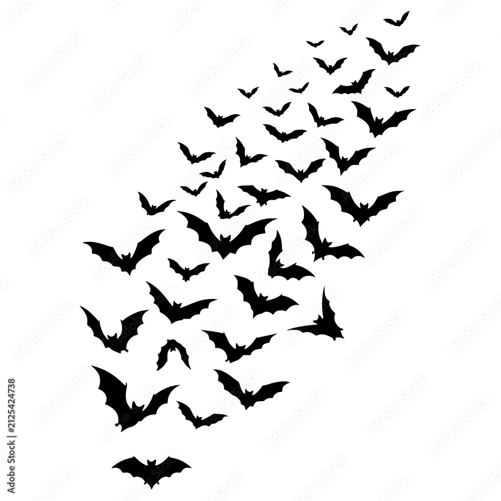 Obraz premium Flock of flying birds silhouette group isolated on white background vector illustration