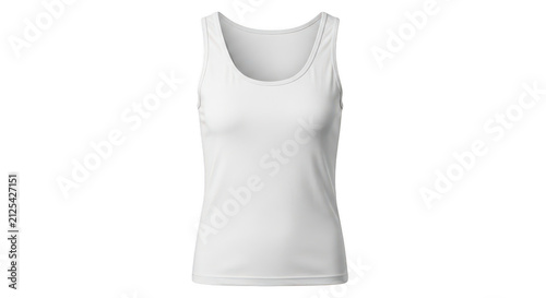 Plain white sleeveless tank top shirt for women isolated on transparent background