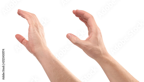 Fotografía Set of male hands in grabbing gesture, isolated on transparent cutout background