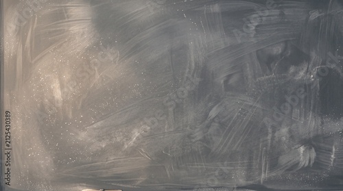 Chalk Texture on Dark Blackboard with White Chalk Dust Smoke and Grunge Surface Background