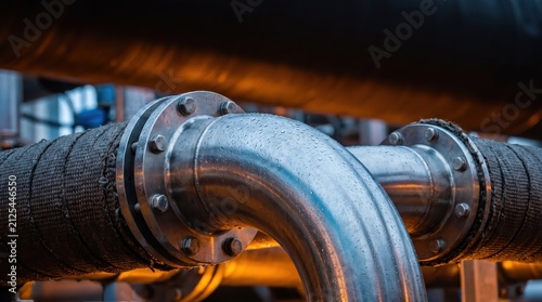 industrial pipe steel pipeline metal refinery factory plant equipment mechanical facility infrastructure energy system
