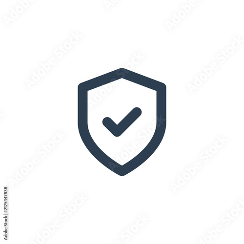Dark blue shield icon with check mark symbol isolated on transparent background for web interface