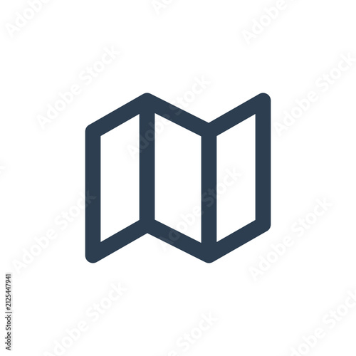 Folded paper map icon isolated on transparent background for travel navigation and location design