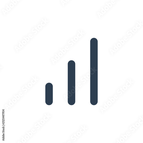 Bar chart icon representing business growth and data analysis isolated on transparent background