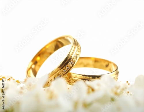 wedding rings on a white background