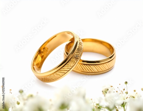 wedding rings on a white background