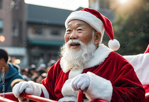 Smiling asian santa claus i...