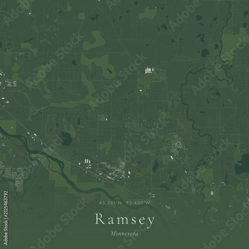 Quadro su tela Sage Green Map of Ramsey, United States | Modern Scandinavian Wall Art