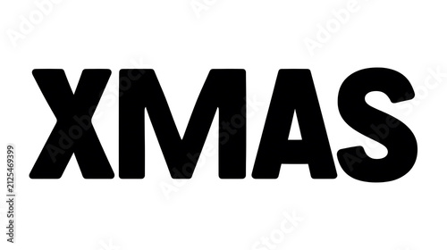 Bold black letters spelling XMAS on a white background