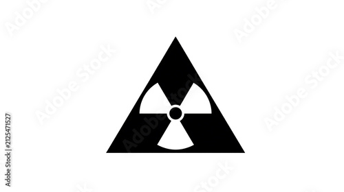 Radiation hazard warning symbol on a white background, symbolizing danger and radioactivity