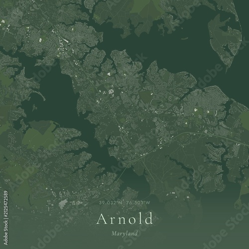 Fotografía Sage Green Map of Arnold, United States | Modern Scandinavian Wall Art