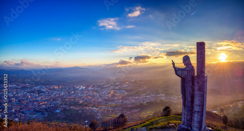 Christ of the Sacred Heart on the top of Mount Naranco in Oviedo, Asturias.