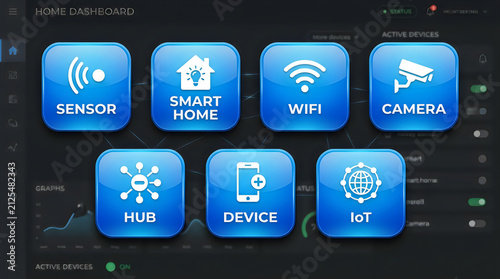 Smart home control interface icons set