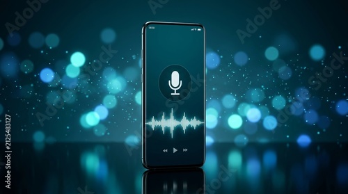 Smartphone with a voice recording app for podcasting and audio editing.
