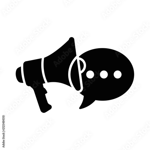 Social Media Marketing Megaphone with Speech Bubble Icon, Communication, Announcement and Digital Promotion Vector
