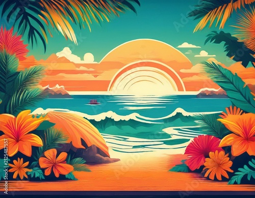 vibrant tropical state of mind quote design for beach and summer inspiration