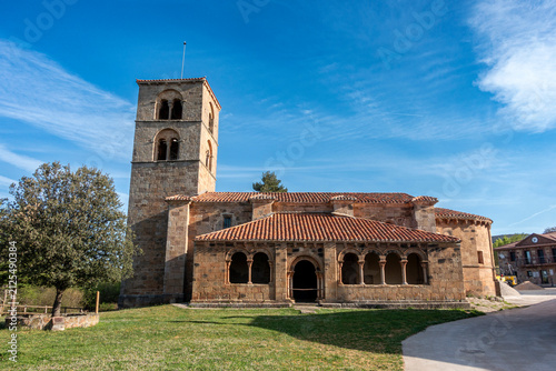 Bild auf Leinwand Romanesque church of Nuestra Senora de la Asuncion, 12th century ashlar stone temple featuring a porticoed gallery with arches