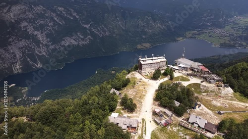 Aerial view of mountain peaks at Vogel ski resort in Bohinj, Slovenia