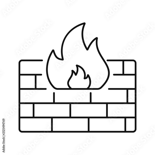 Firewall Protection Line Icon. Network Firewall Security Outline Vector. Cyber Defense, Digital Protection, Thin Line Symbol Isolated on White Background