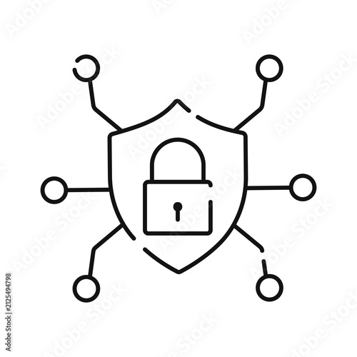 Endpoint Security Line Icon. Secure Device Protection Outline Vector. Network Access Control, Cyber Security, Thin Line Symbol Isolated on White Background
