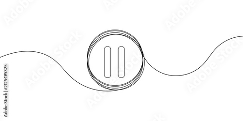 Fotografie Pause button symbol drawn with a single continuous black line