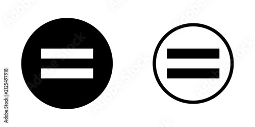 Quadro su tela Equal sign icons in solid and outline circle styles for math and user interface