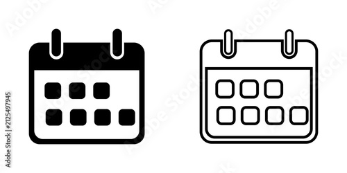Принти на полотні Black and white calendar date reminder icons set