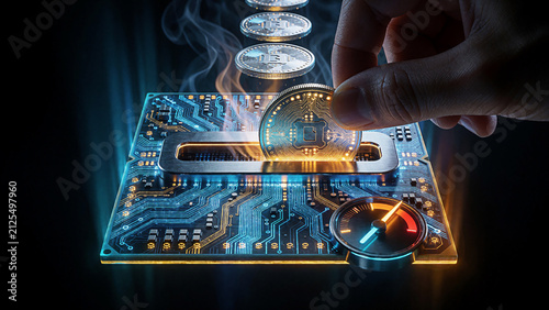 An artificial intelligence brain being drained or overwhelmed by coins representing AI token consumption