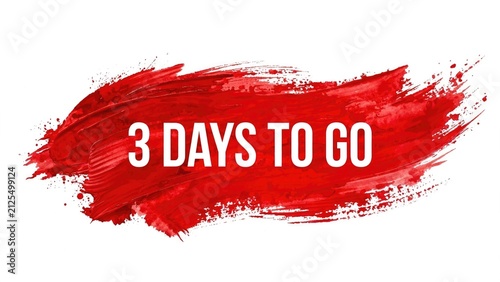 Countdown Banner: Red Brush Stroke '3 Days To Go' Promotion