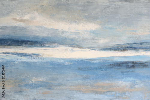 Abstract Mountain and Sea Landscape with Blue and Earthy Textures