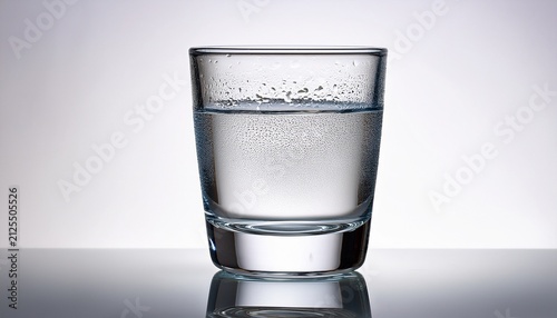 A Clear Glass Of Water Placed On A Pristine White Surface With Droplets Of Condensation On The Sides