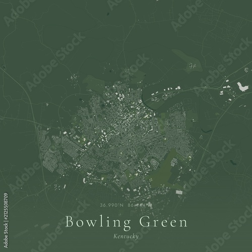 Sage Green Map of Bowling Green, United States | Modern Scandinavian Wall Art