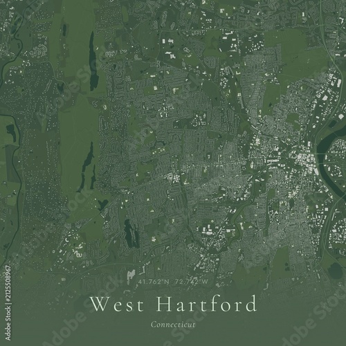 Sage Green Map of West Hartford, United States | Modern Scandinavian Wall Art