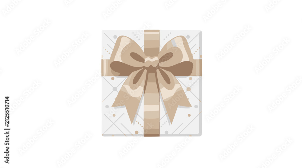 Obraz premium Elegant gift box with a large beige bow and striped wrapping paper
