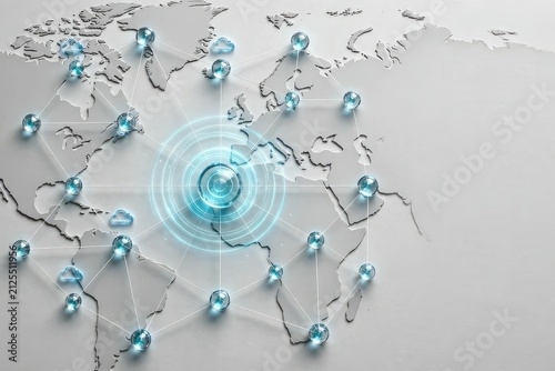 Global Data Network Visualization on World Map