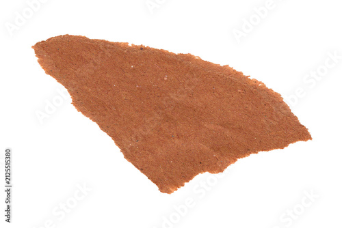 Brown torn kraft paper texture isolated on transparent background for collage design